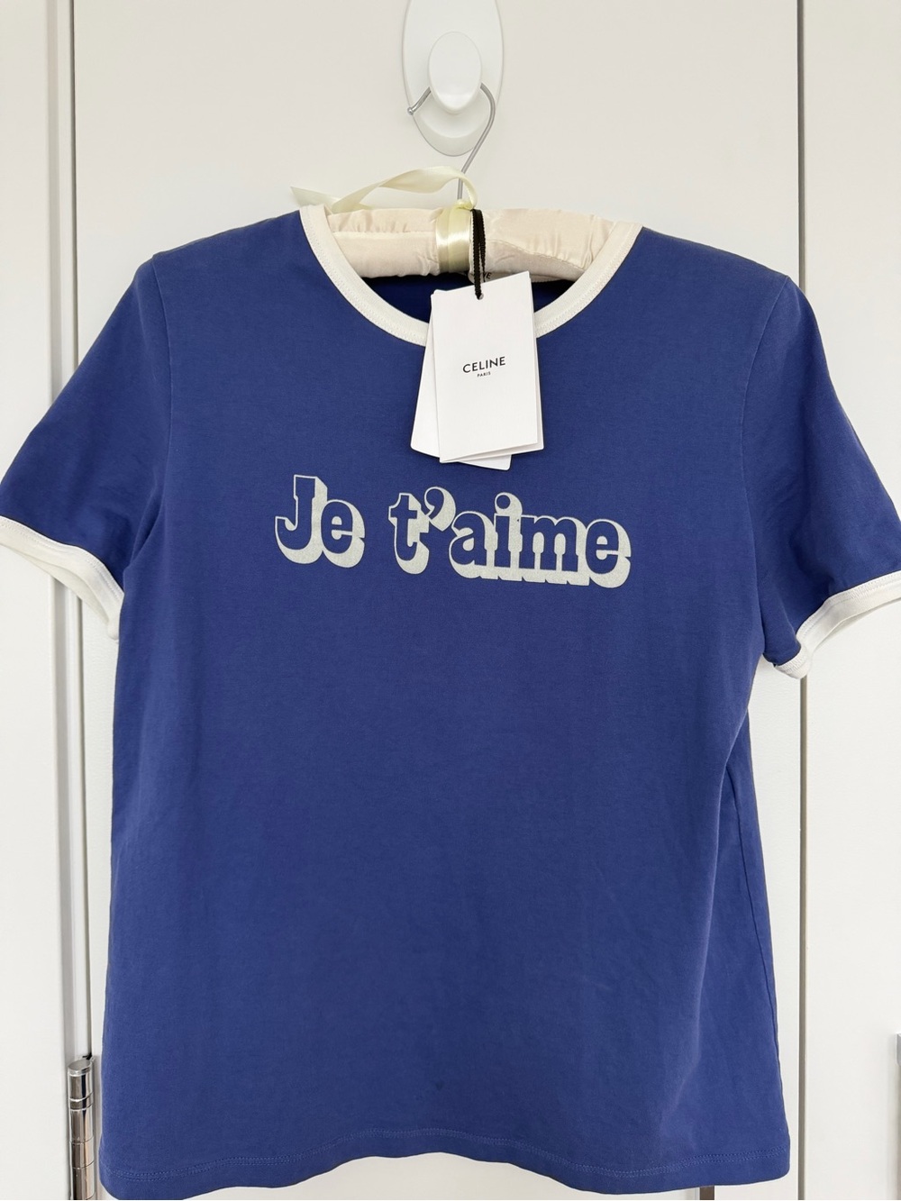 Celine Blue 'Je t'aime' Tee with White Trim